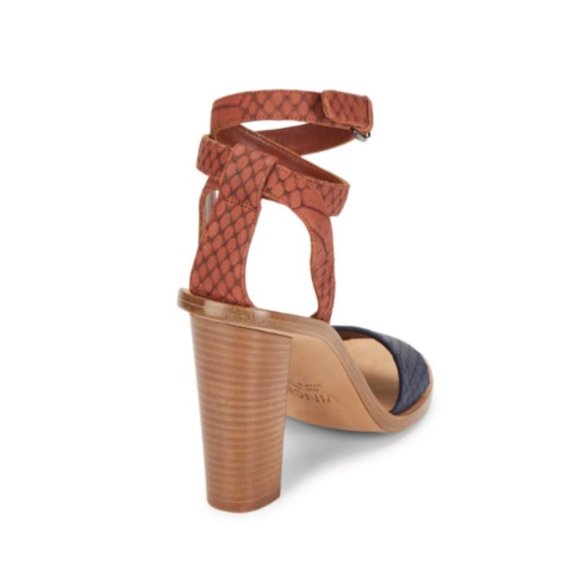Vince Nava Snake Embossed Ankle-Wrap Heels | 9 - Picture 3 of 4